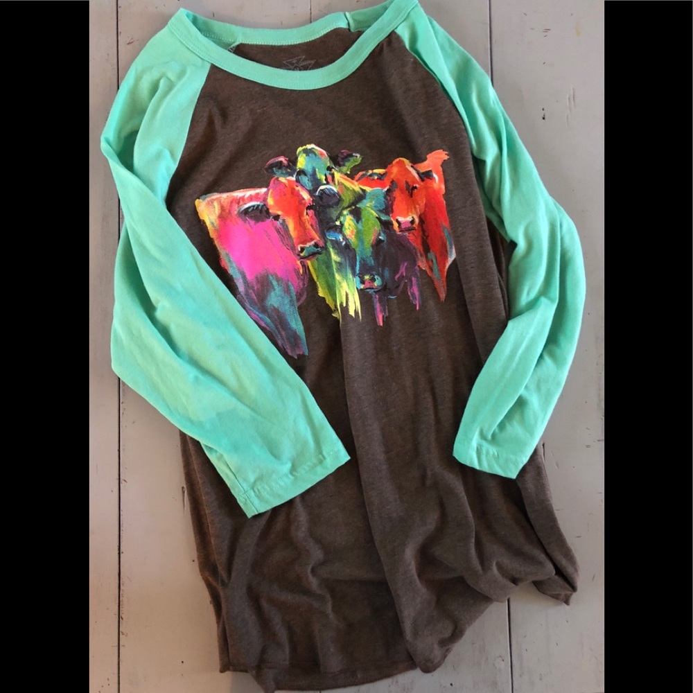 Shirt with painted cows